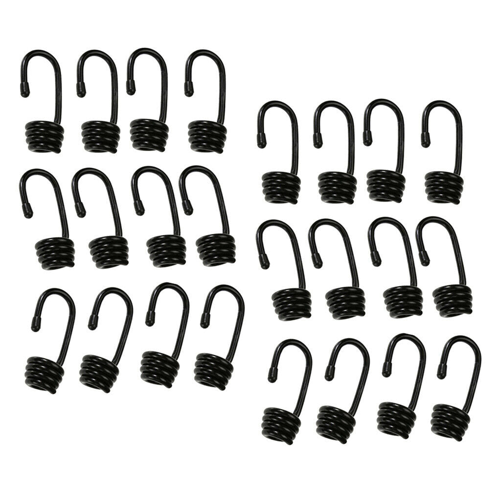 24x Bungee Shock Cord Spring Hooks 6mm Clips For Boat Kayak Canoe Covers