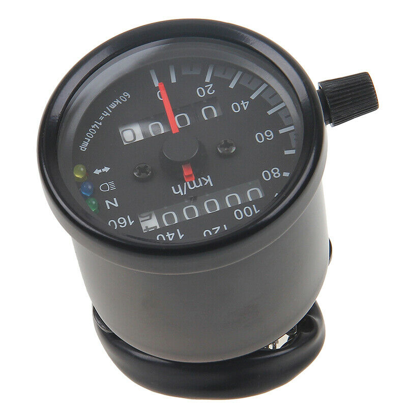 Black Motorcycle Odometer Speedometer Gauge Interface LED Back Light Universal