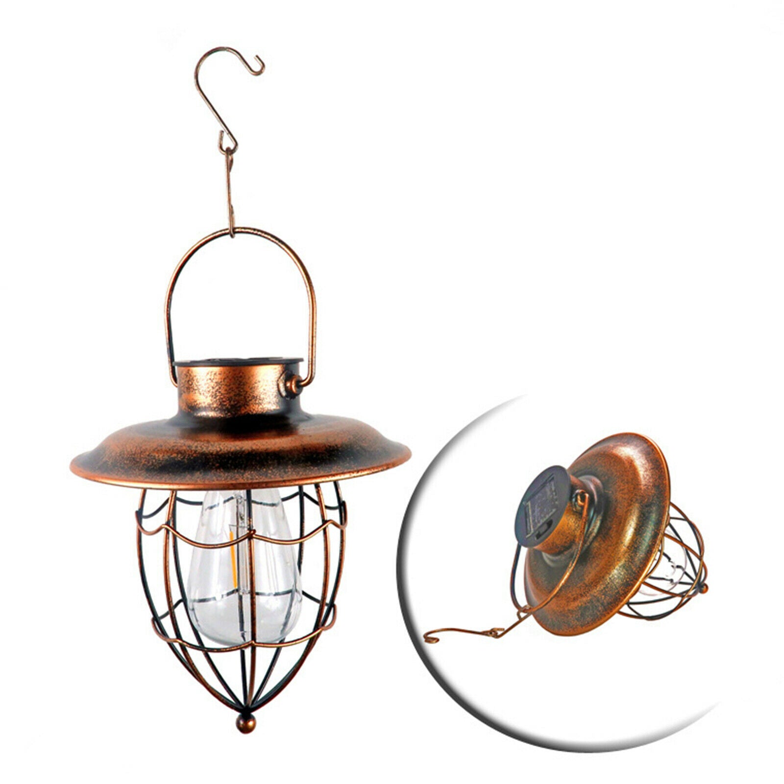 Solar Lantern Outdoor Decorative Hanging Lamp LED Light Iron for Garden Lawn