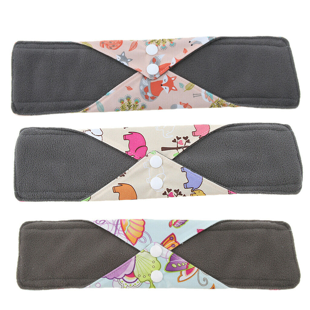 3x 11.8" Bamboo Cloth Menstrual Pads Sanitary Napkins Women Period Cloth Pad