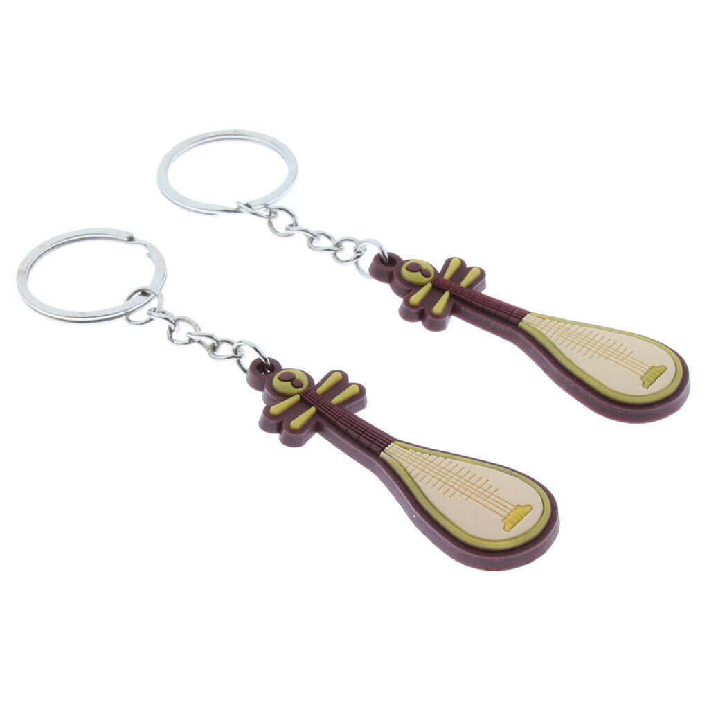 2x Keychains Keyring Pendant Key Holder for Musical Instrument  Pipa