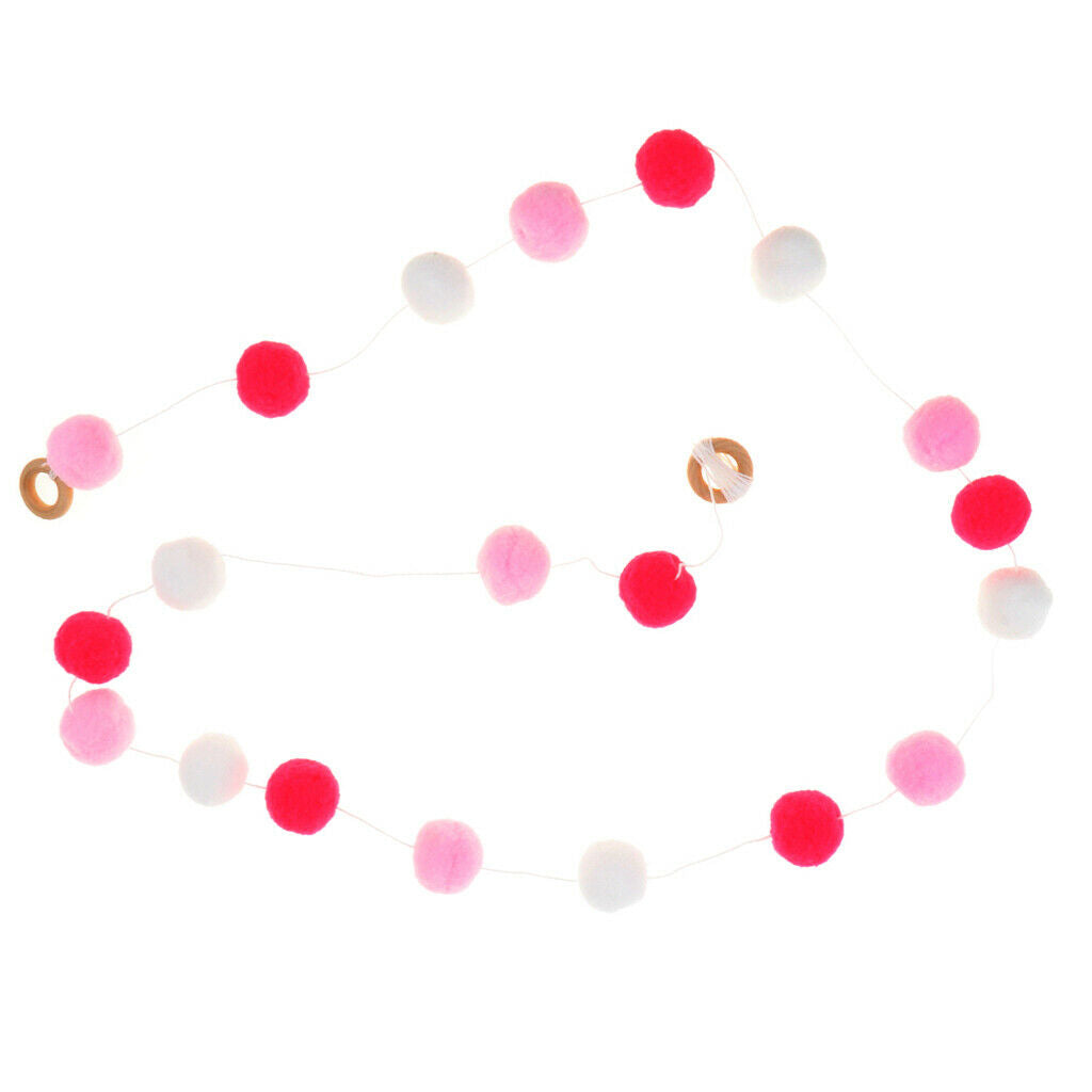 Nordic Style Pompoms Balls Garland Tent Home Hanging Decor Rosy Pink