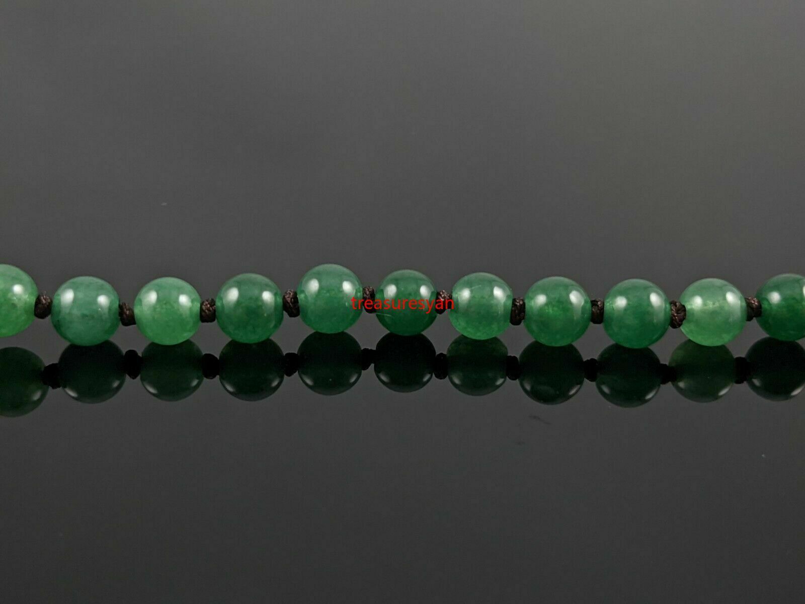 5pcs Natural Burmese Green Jadeite Jade 6mm Stone Bead Necklace for Pendants 24"