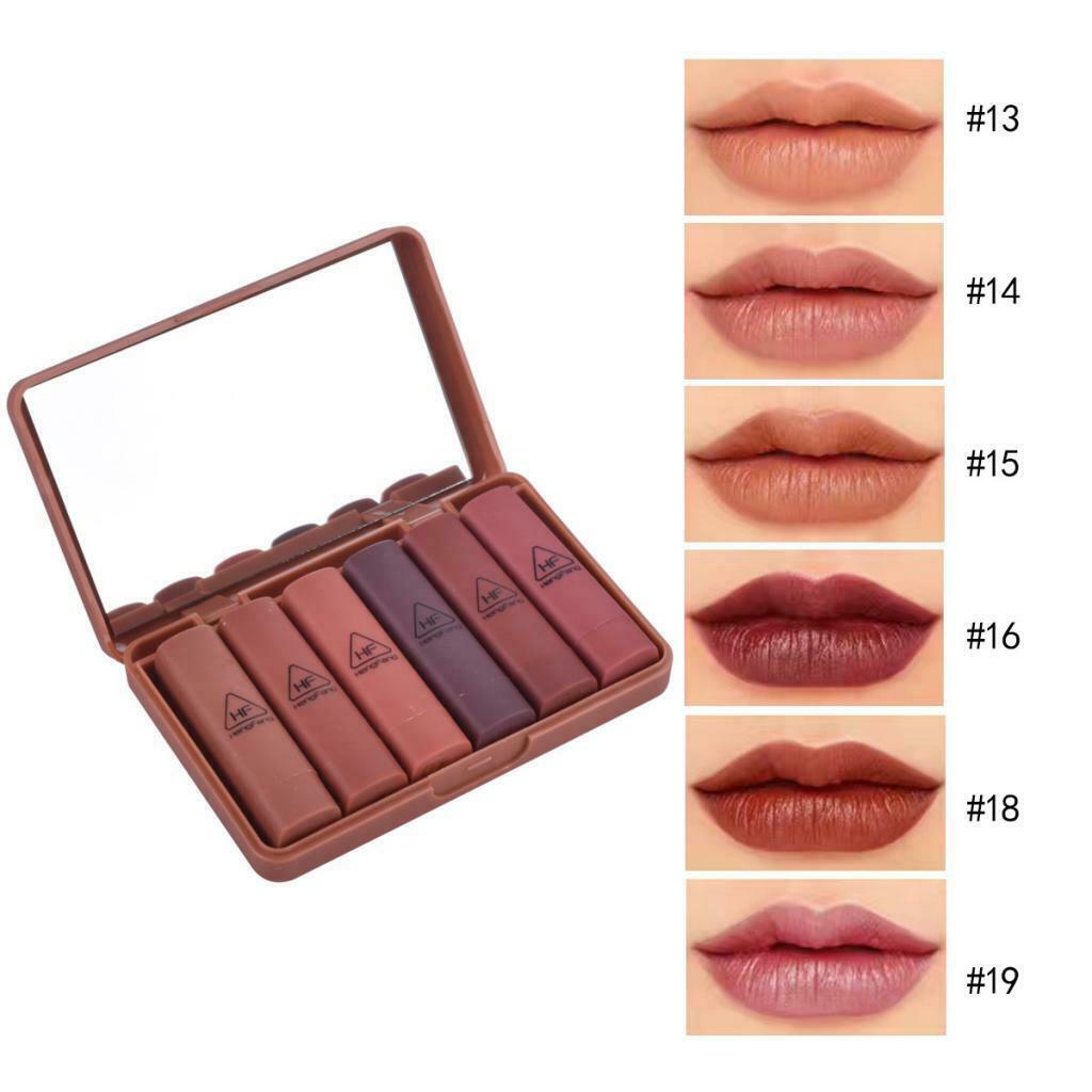 6x Long Lasting Lip Gloss Matte Velvet Lipstick Lip Cosmetic Makeup Set New