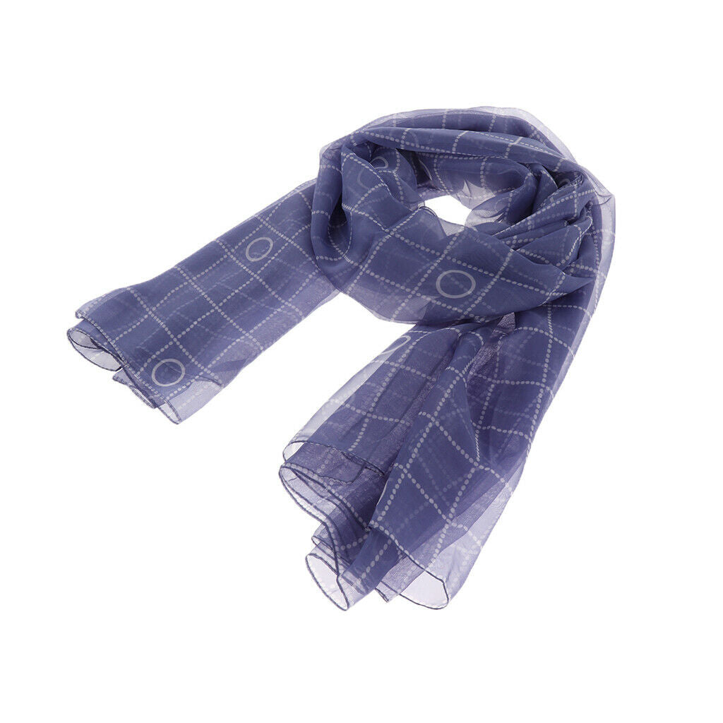 Dotted Grid Lightweight Fashion Long Scarf Shawl for Women Blue