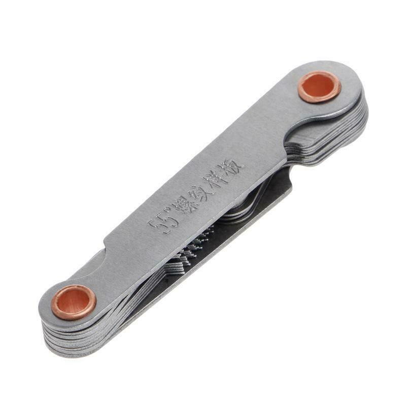 2 Pcs Stainless Steel Metric Screw Pitch 60+55 Degree Thread Measuring Gauge