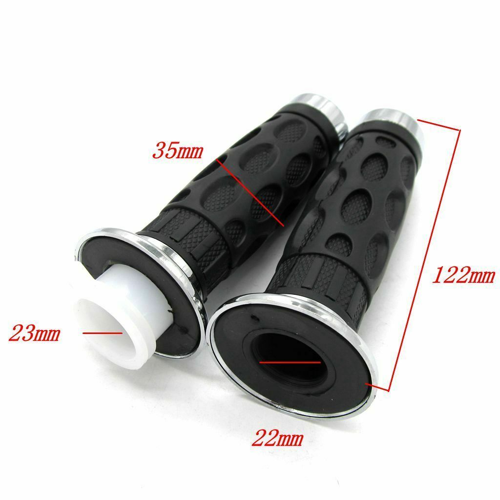 Rubber Road Motorcycle Handlebar Grip Soft Black 7/8" Grips Pairs Rubber