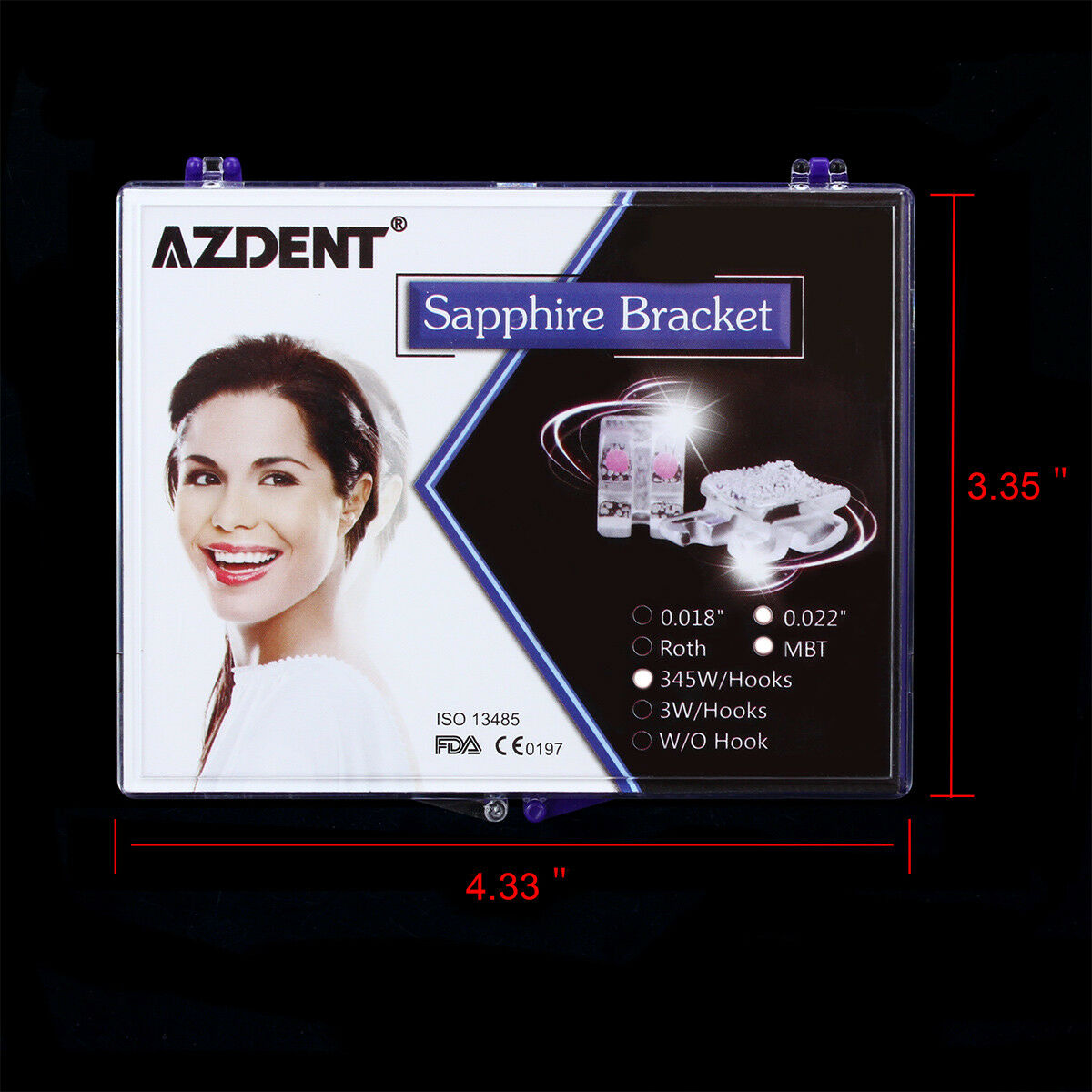 Dental Monocrystalline Sapphire Positioning Brackets Mini MBT .022 Hooks 3 4 5