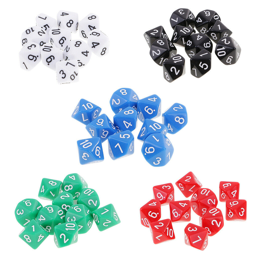 10x Dice D10 Polyhedral Dices Accessory Toys Table Games Lovers Gift Props