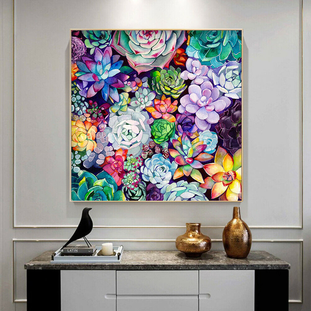 5D Full Square Drill Mosaic Picture DIY Colorful Flowers Diamond Painting @