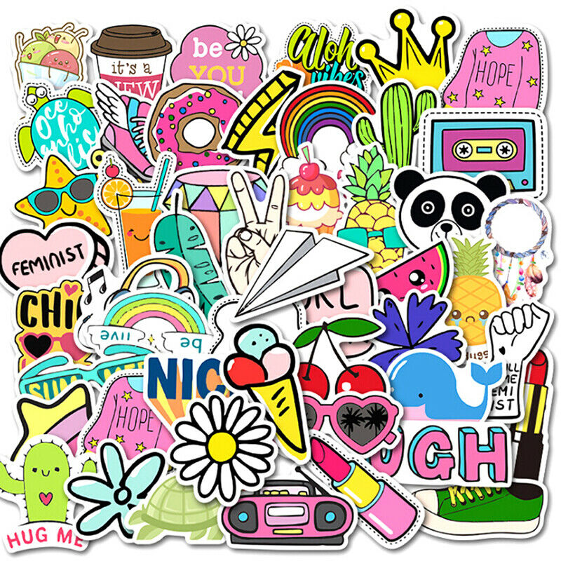 50Pcs Cute Cartoon Stickers Laptop Luggage Guitar Bicycle Skateboard Dec DD