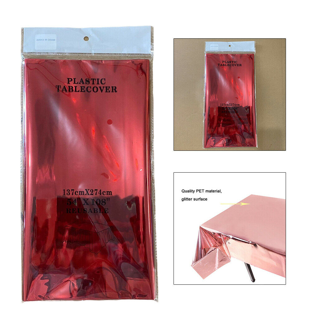 Disposable Foil Plastic Tablecover Party Tablecloth Rectangle 137x274cm Red