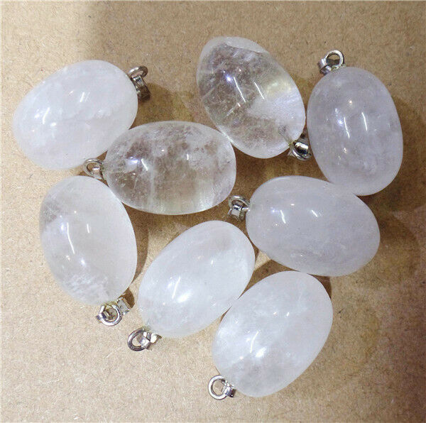 100Pcs 20x12mm Wholesale Natural White Crystal Oval Pendant Bead HH8241