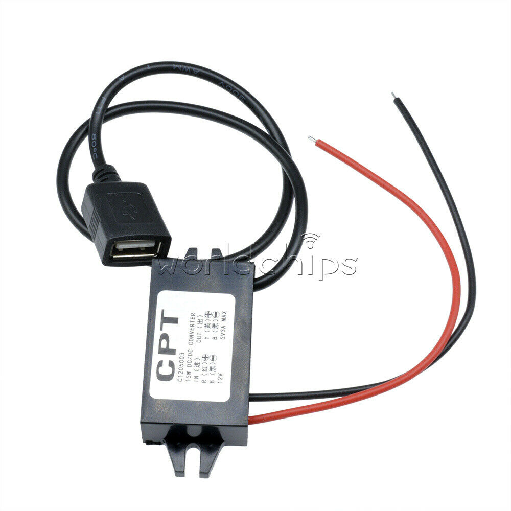 DC 12V to 5V 3A 15W Type A USB Output Power Adapter DC Converter Module