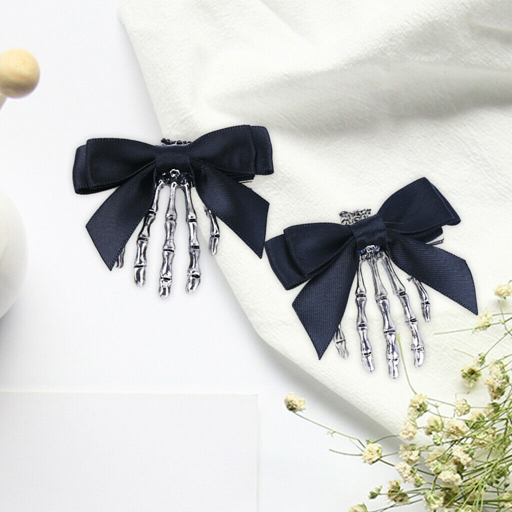 2Pcs Halloween Skeleton Bone Claw Hair Clip Zombie Hand Hairpin for Girls
