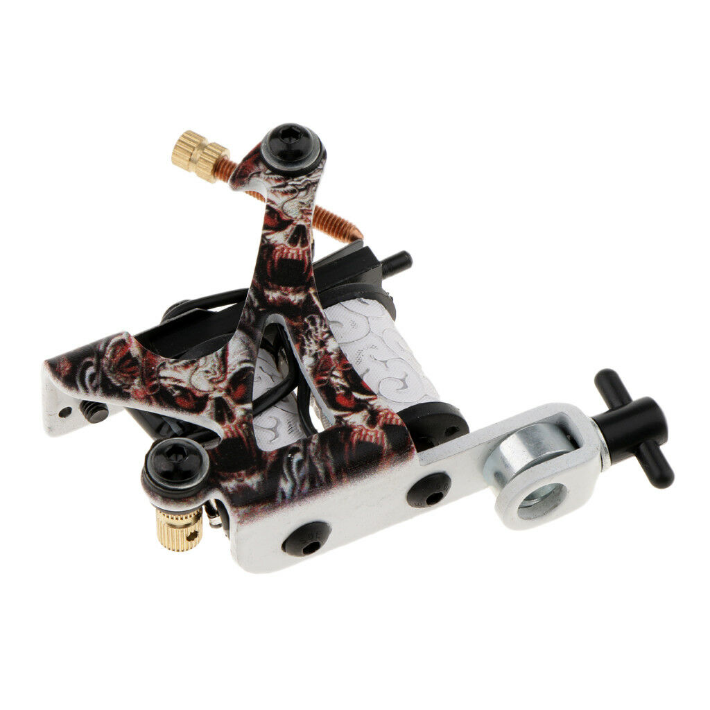 Pro Body Art Tattoo Machine Gun Shader Liner Dual 10 Wrap Coils & 3x Wrench