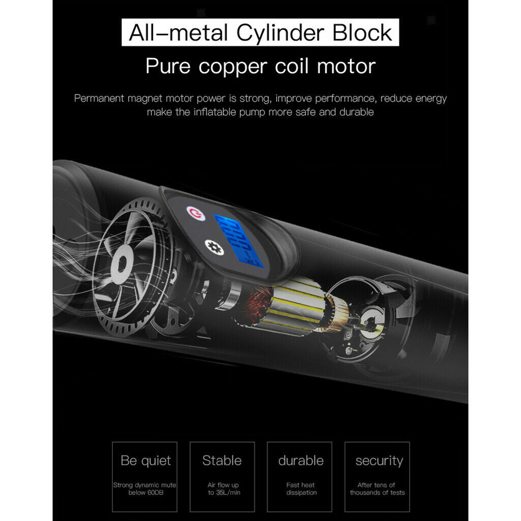 Portable Air Compressor Cordless Tyre Pump Digital LCD Display for Bicycle