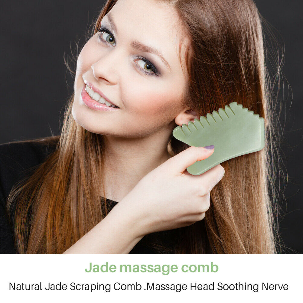 Jade Stone Comb Spa Acupuncture Foot Care Scraping Scalp Massage Comb Hair Comb