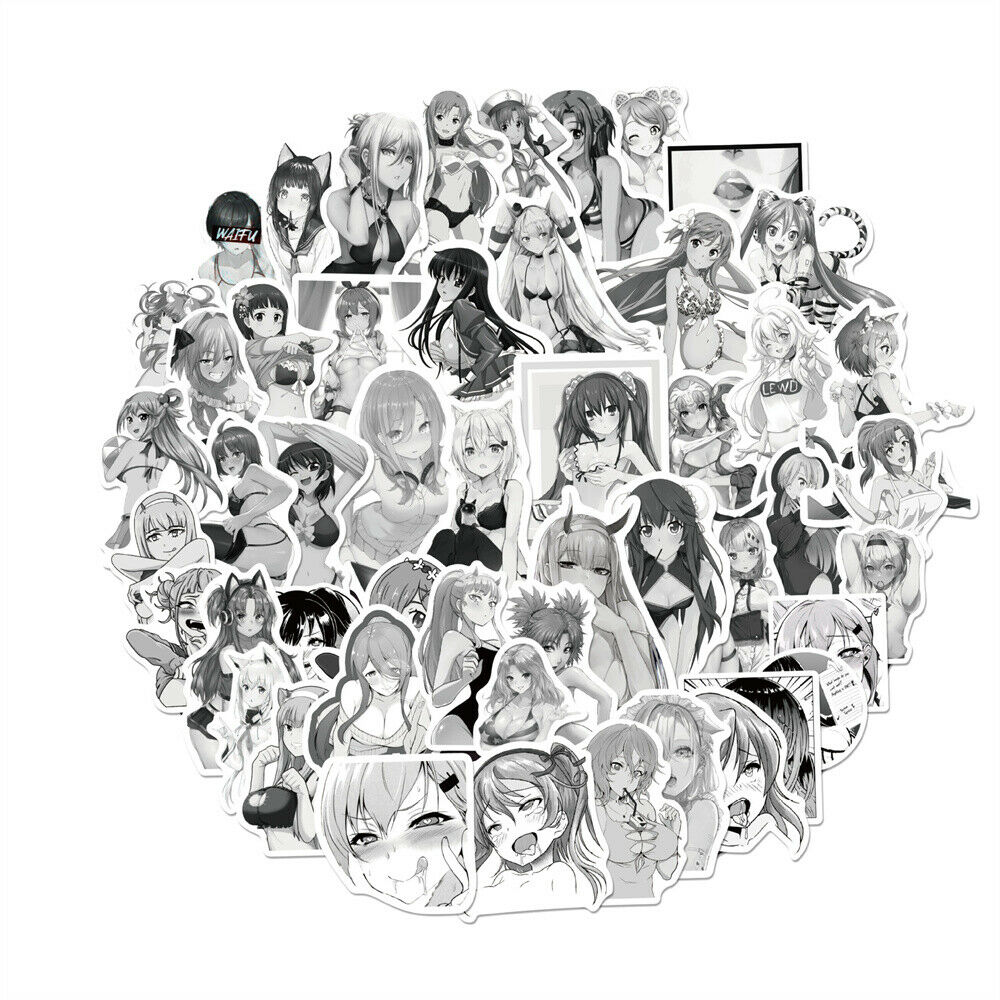 50PC Black and White Anime Sexy Girl Graffiti Laptop Guitar Water Cup PVCSticker