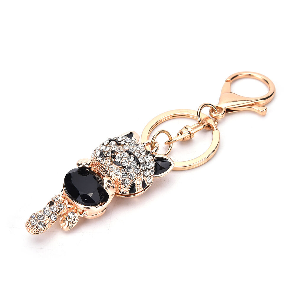 Cute Smile Cat Crystal Rhinestone Keyrings Holder Purse Bag Gift Keychain.l8