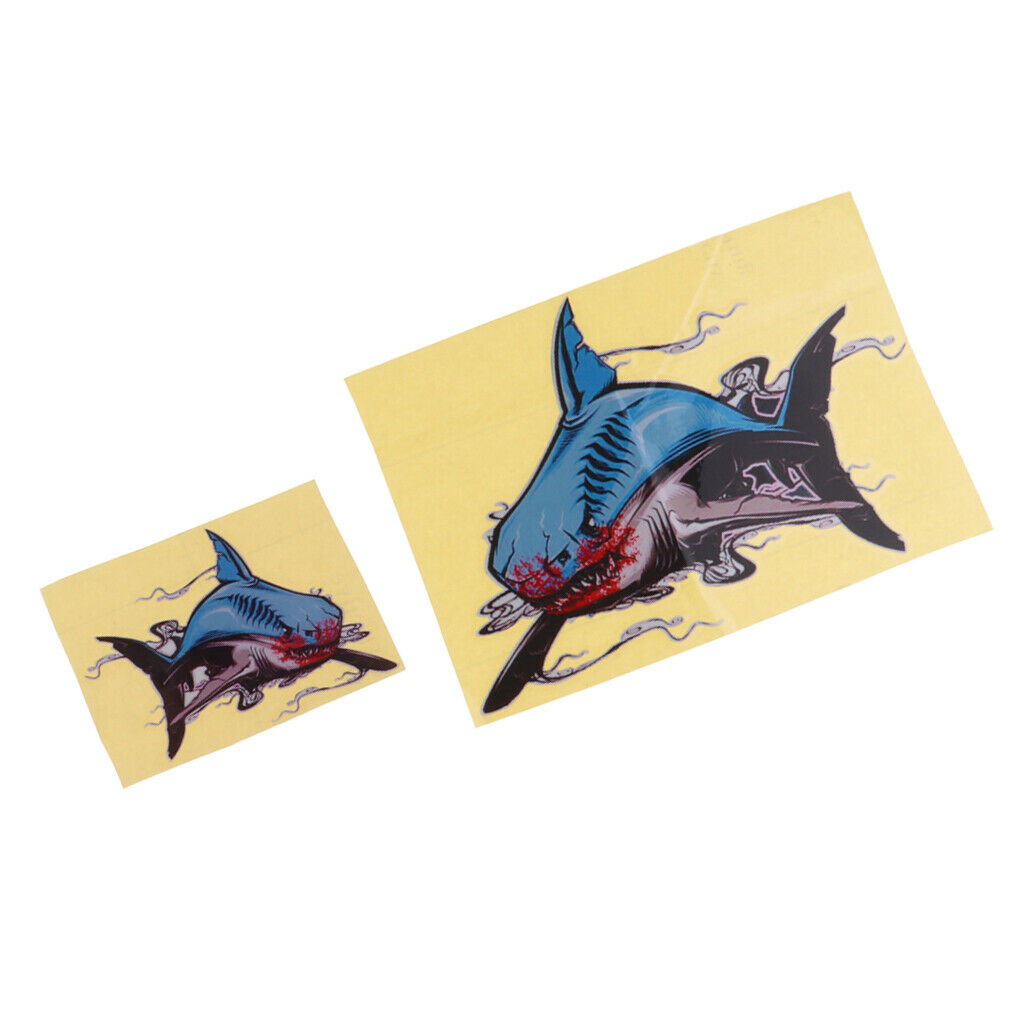 2 Pairs Shark Mouth Stickers - Reflective Decals for Fishing Boat Canoe Dinghy