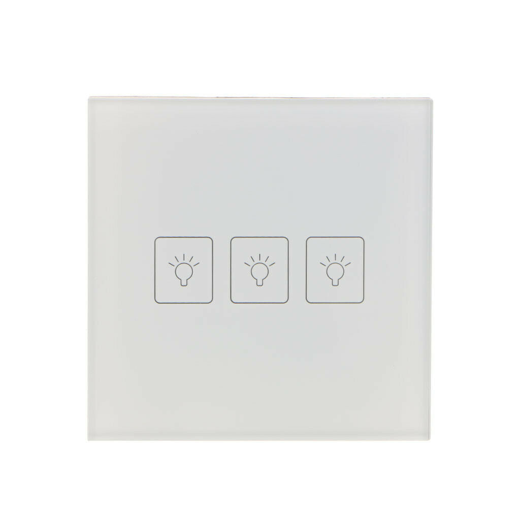 Smart ON/OFF LED Light Crystal Glass Panel EU UK Touch Screen Switch White