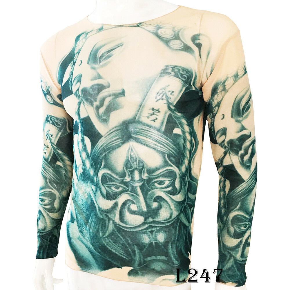 Devil Statue Tattoo Sport T-Shirt Tattoo Tops Biker Cycling Fitness Plus Size