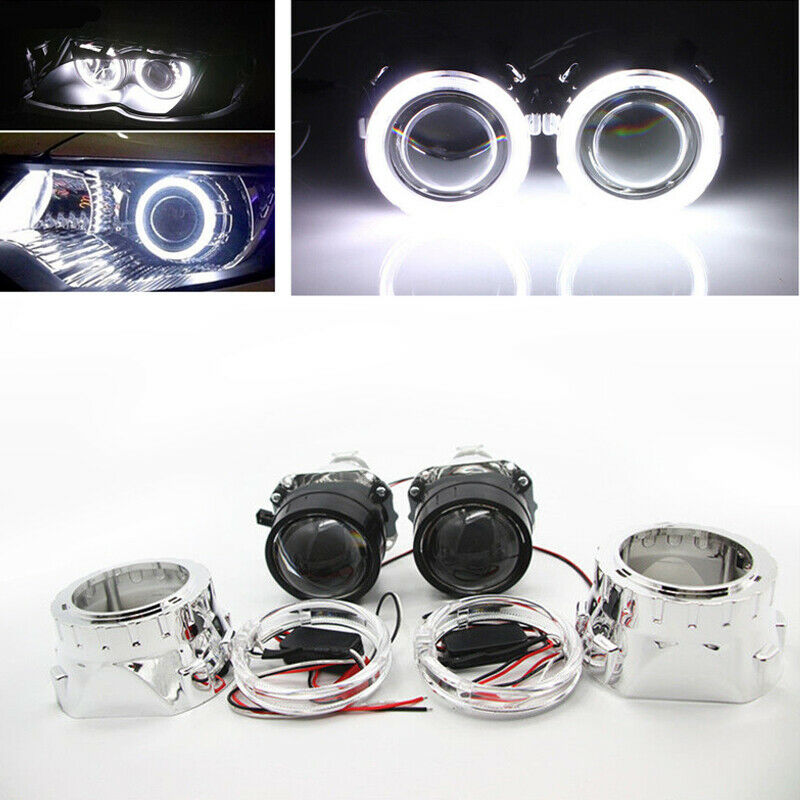 2.5" HID Bi-xenon Projector Lens LHD/RHD Headlight w/ Light Guide Angel Eye H1H4