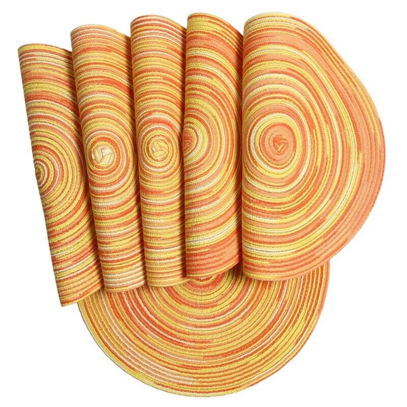 Round Placemats Set of 6 Colorful Braided Placemats for Dining Tables Holiday S6