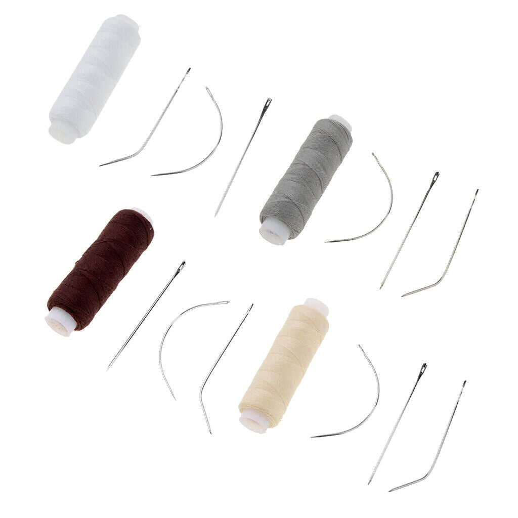 4Pcs Strong Hair Weft Wigs Toupee Weaving Sewing Thread with 12pcs Needles