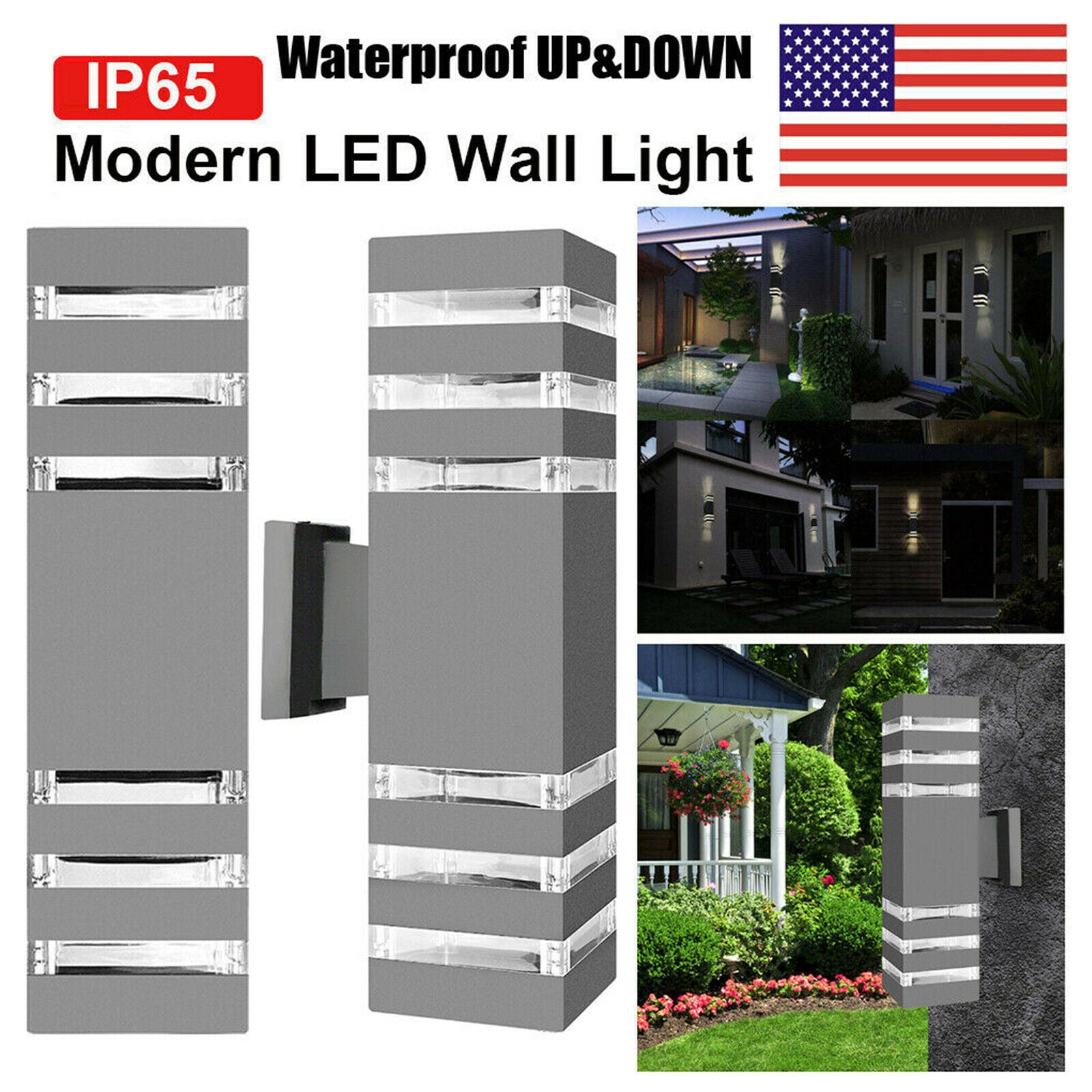 1pc Outdoor LED Up/Down Wall Lamp Garden Lights Fixtures Porch Lights 3000K