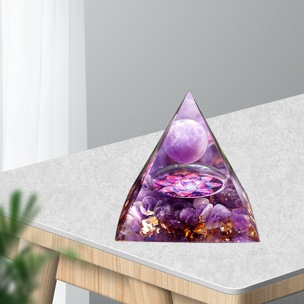 Amethyst Orgone Pyramid Purple Home Crystals Decoration Handmade Heal Stone