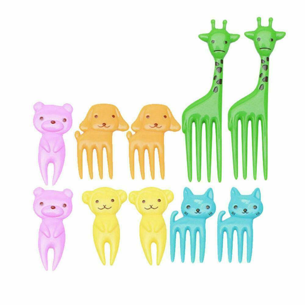 10Pcs Fruit Fork Animal Food Picks Forks Children Cartoon Bento Lunch Decors DIY