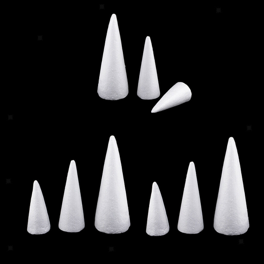 9 Pcs Cone Shape DIY Christmas Tree Styrofoam Foam Modeling Craft 15/20/25cm