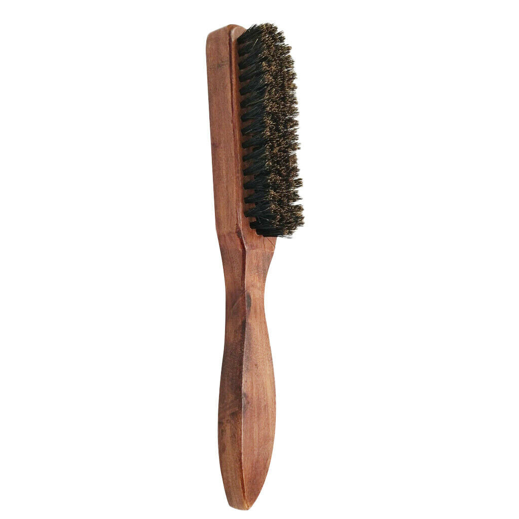 Men Firm Bristle Brush Beard Mustache Grooming Shaving Wooden Comb Curved