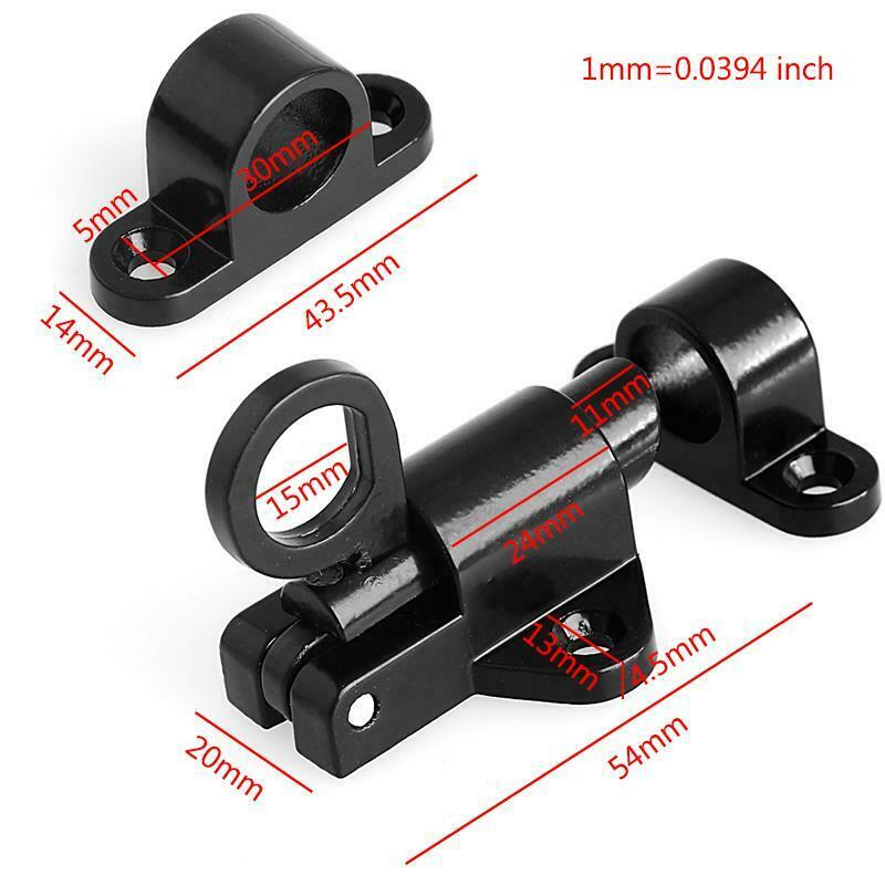 Black Window Gate Security Pull Ring Spring Bounce Door Bolt Aluminum Latch Lock