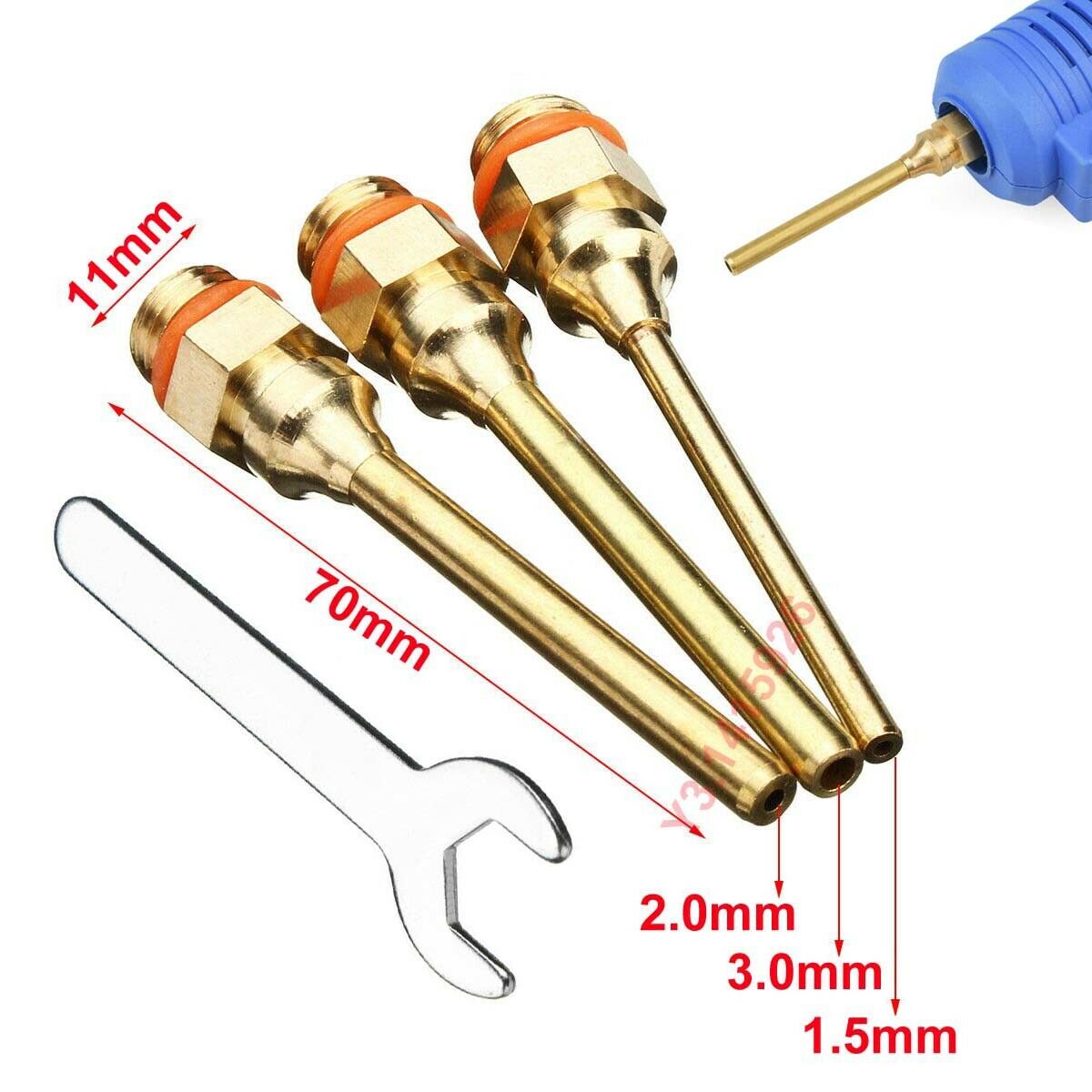 4Pcs 70mm(2.76 inch) Durable Brass Hot Melt Glue Gun Nozzle Long Nozzle +Wrench