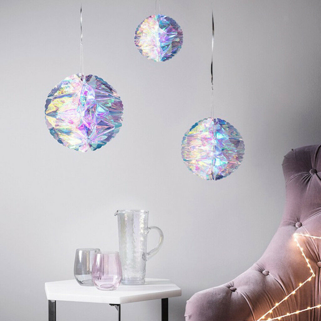 3 Pieces Rainbow Film Gradient Plastic Flower Ball DIY Wedding Venue Decor