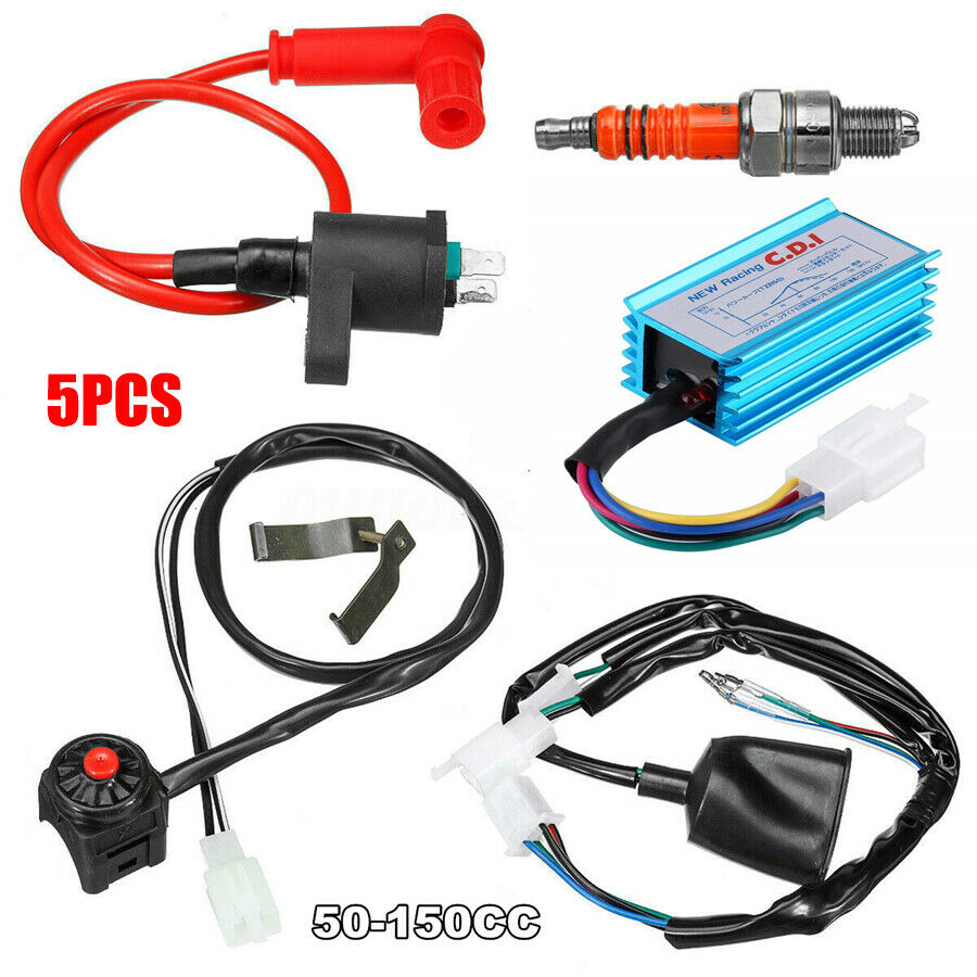 Motorcycle Wiring Harness Switch CDI Coil Kit For 50cc-150cc ATV Pit Dirt Bike