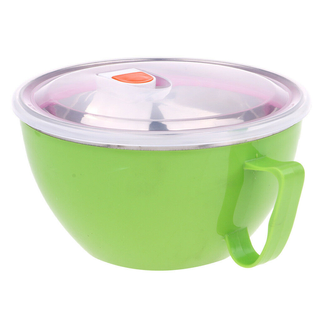 Insulated Food Container Thermal Round Bowl Lunch Dinner Box Picnic Green