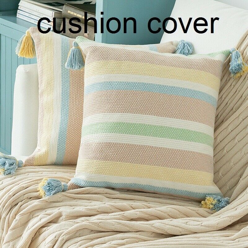 1PC Pillowcase Cotton Blend Stripe Cushion Case Cover 45cm Square Decor Boho