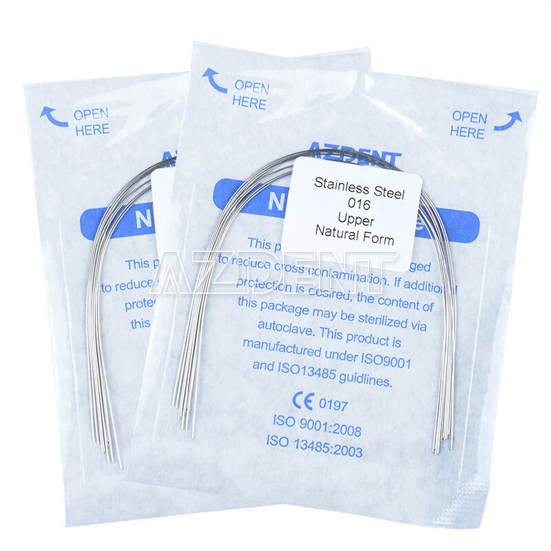 100X AZDental Orthodontic Stainless Steel Round Arch Wire 016 Upper Nature Form