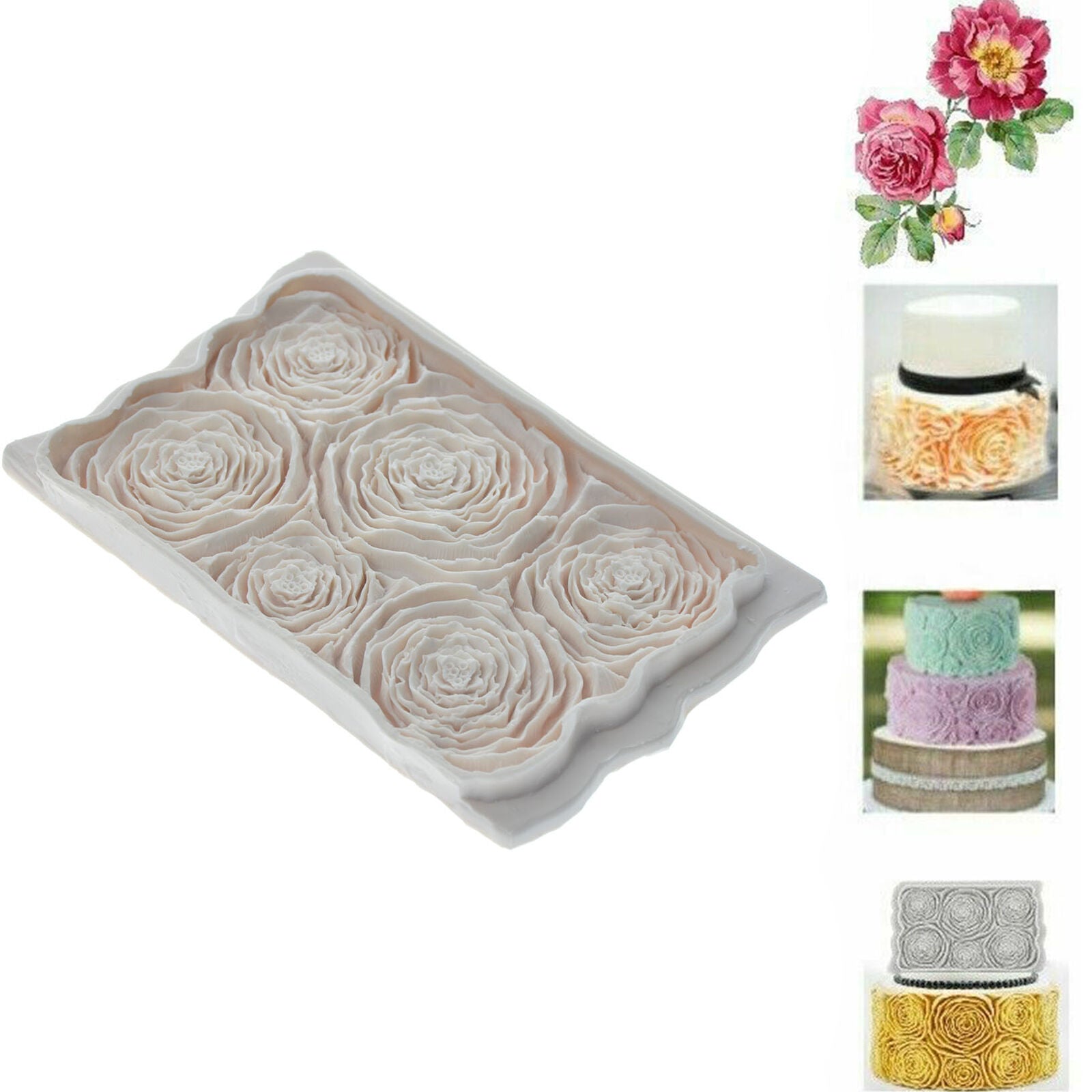 Rosette Ruffle Simpress Silicone Mold Leaf Flower Rose Fondant Sugarcraft Mould