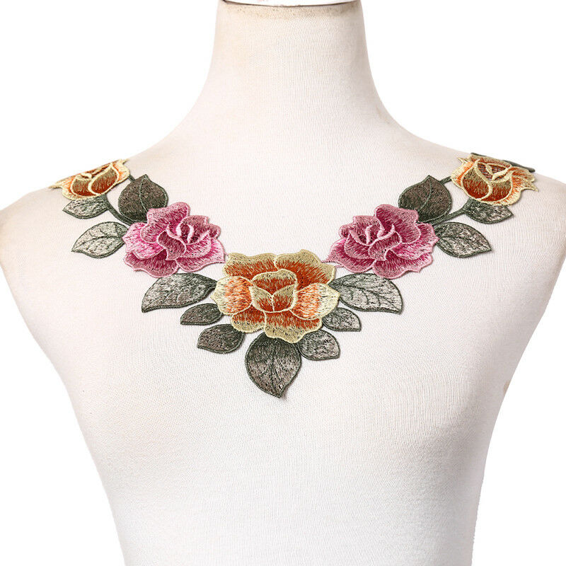 diy embroidered floral lace neckline neck collar trim clothes sewing applique PT