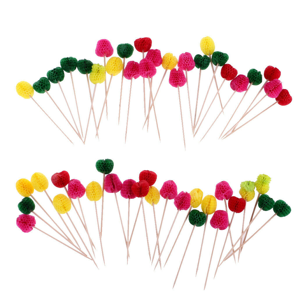 Approx.50pcs Honeycomb Fruit Style Umbrellas Picks Cocktail Party Food Picks