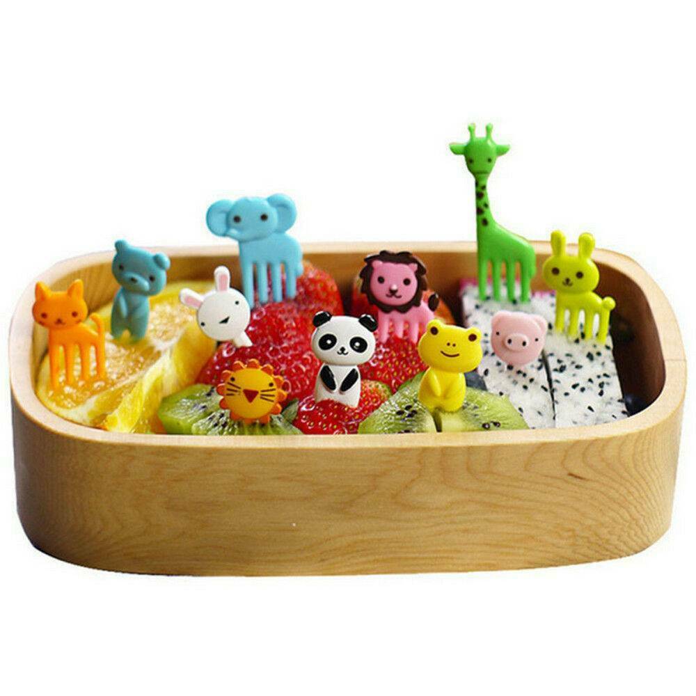 10Pcs Fruit Fork Animal Food Picks Forks Children Cartoon Bento Lunch Decors DIY