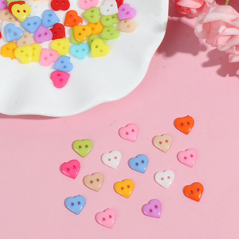 100PCS Heart Round Shape DIY Scrapbooking Buttons Plastic Buttons Sew_DD