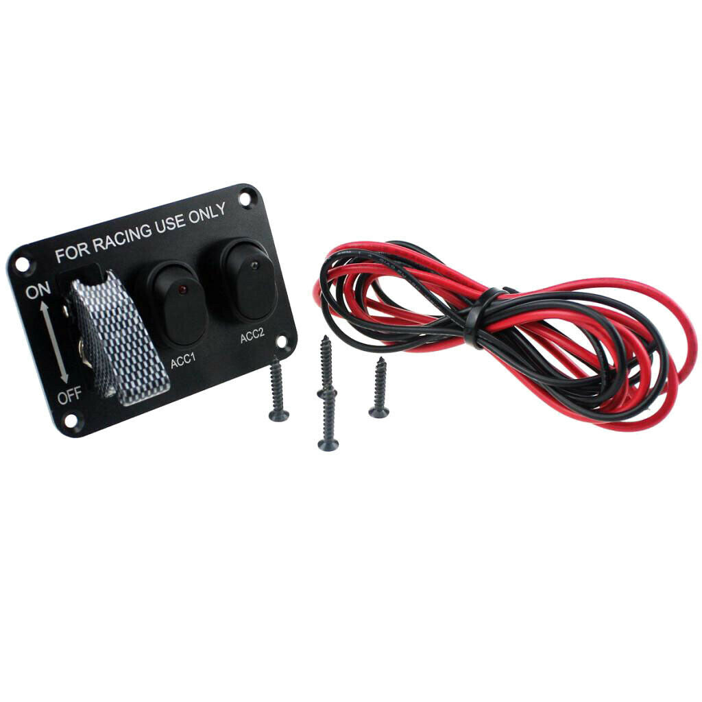 Car Marine Boat 12V 3-Gang Toggle Switches Control Panel Carbon Fiber Cover