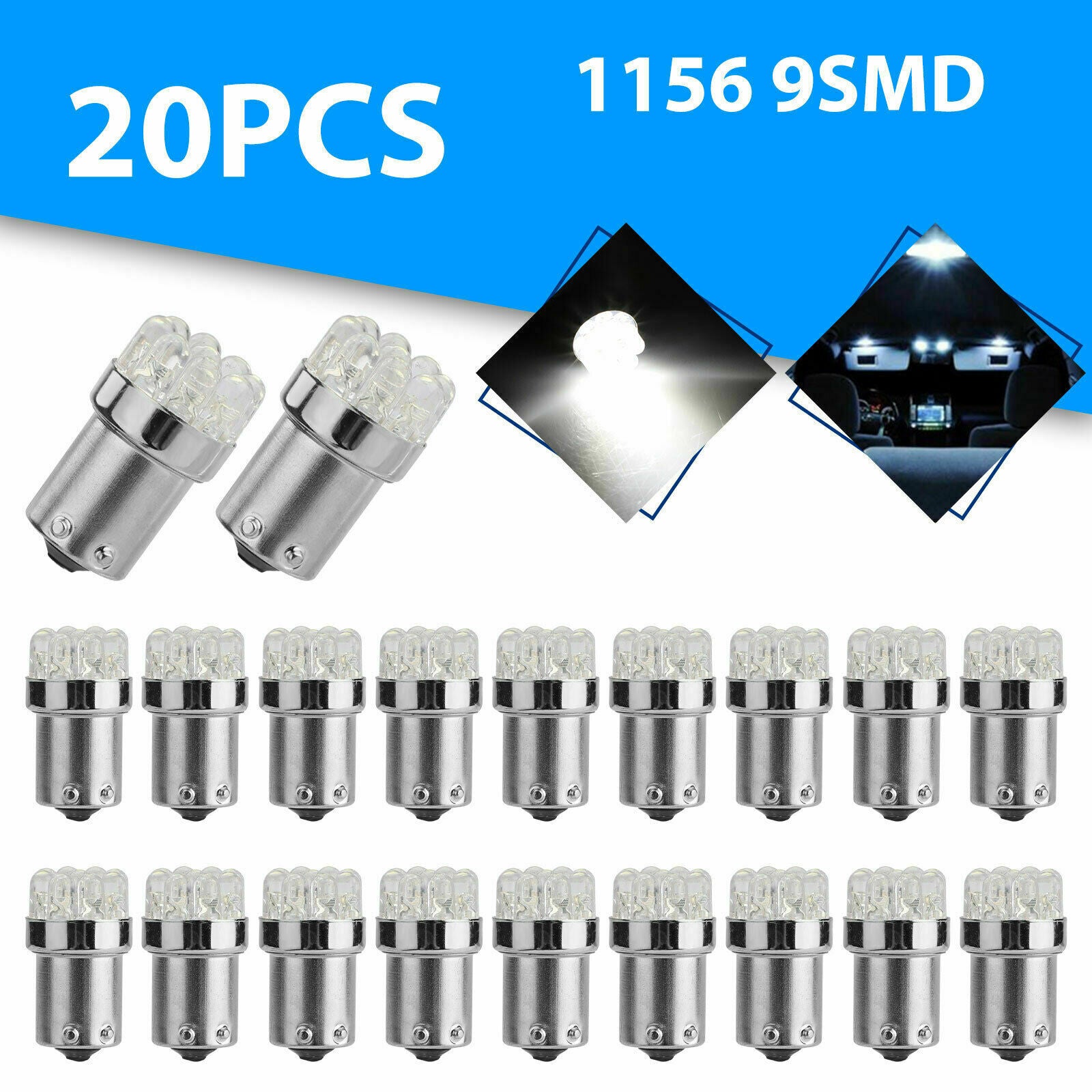 20PCS Super White 1156 BA15S 1141 RV Camper Trailer LED Interior Light Bulbs 12V