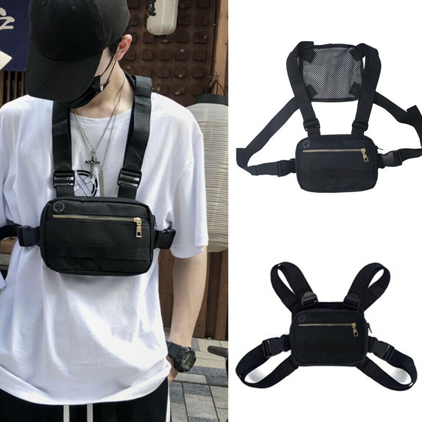Chest Rig Bags Running Phone Holder Front Pack Streetwear Sports Shoulder Bag